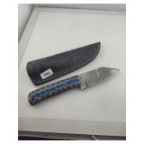 Custom Damascus Steel Hunting Knife with Sheath