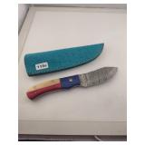 Custom Damascus Steel Knife with Leather Sheath