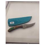 Damascus Steel Fixed Blade Knife With Sheath