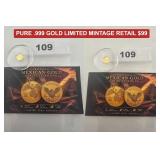 Mexican Gold Tribute Round 1/500 oz .999 Gold