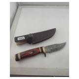 Damascus Steel Fixed Blade Knife with Sheath