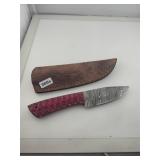 Damascus Steel Hunting Knife Leather Sheath