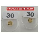 Rare 1/500 oz Fine Gold .9999 Eagle Proof Round