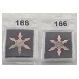 USA Flag Shuriken Ninja Star Copper .999 Round