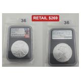2025 American Silver Eagle 1 oz NGC MS69 Black...