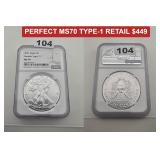 2021 1 oz Silver Eagle Type 1 NGC MS70 Coin