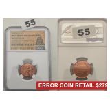 1997 Copper Lincoln Cent NGC Mint Error...