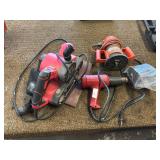 Corded belt sander, router and drill
