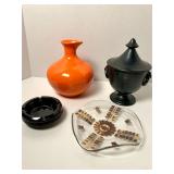 MID-CENTURY DECOR LOT- ORANGE STUDIO POTTERY VASE
