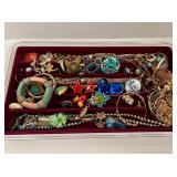 MIX OF VINTAGE JEWELRY- RINGS, NECKLACES, BROOCHES