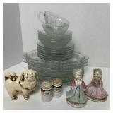 MIXED LOT- GRAPE PATTERN DINNERWARE, MISC DECOR