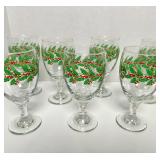 HAND-PAINTED HOLLY BERRY STEMWARE, UNIQUE VINTAGE