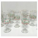 VTG HOLLY STEMWARE (LIBBEY/ANCHOR), SET OF 8