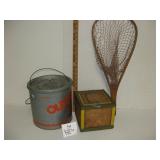 Minnow Bucket, Old Net, Bait Box