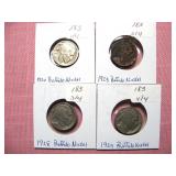 (4) Buffalo Nickels