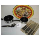 Knife Set, Pans, Platter
