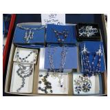 Silver Tone and Blue Gems Jewelry