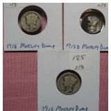 (3) 1918 Mercury Dimes