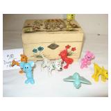 Rubber Disney Figures & Child's Jewelry Box