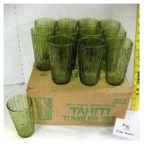 Vintage Tahiti Green Glass Tumblers NIB
