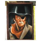Vintage Large John Wayne Oil on Velvet