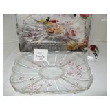 Floral Serving Dish and Lucite Heart