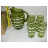 MCM Anchor Hocking Avacado Pitcher Set