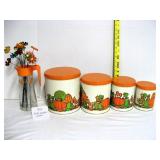 MCM/Retro Tin Canister Mushroom Set