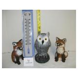 Owl and Raccoons - Small - Resin/Plasic