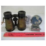 Vintage Binoculars & Tin Litho Calendar