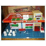 Vintage T Cohn Metal Service Station Toy Set