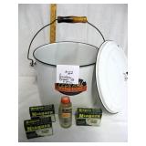 Porcelain Enamel Bucket and Misc.