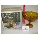 Amber Indiana Glass Garland Pedestal Bowl