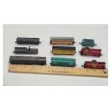 (9) Miniature Train Cars, Unsure of Scale, Metal