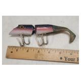 Vtg Swim Bait Wooden Plug, Glass Eyes, 6'