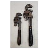 Vtg Stillson & Pexto 10 & 14in. Pipe Wrenches