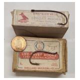(2) Vtg Boxes of Kingfisher Mills Sproat Hooks,