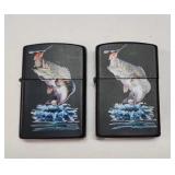 (2) Vtg Novelite Sportfishing Lighters