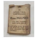 Box of 10 8mm Mauser 174grs Pointed Soft Nose