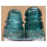 (1) Vintage 4 in. Aqua & (1) 4.25 in. 1907 Green