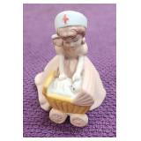 Vtg 3.5' Nurse & Baby in Stroller Porcelain
