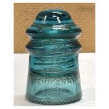 Vintage 3.50 in. Hemingray No. 9 Aqua Insulator