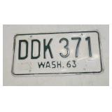 1963 Washington License Plate, also 63 YO!