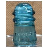 Vintage 3.5 in. Hemingray No. 9 Aqua Insulator