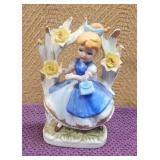 Vtg Porcelain Girl With Flowers Figurine 5.5'