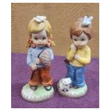 Vtg Boy & Girl Chasing Butterflies ~ 5.5' Girl