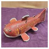 Vtg Hand-Carved 15' Weighted Wooden Fish Decoy