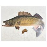 Vintage 19 in. Fish Display + little Wooden Guy