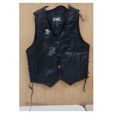 Lg FMC Leather Riding Vest with Sturgis '10 Lapel