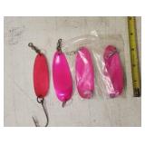 (4) Hot Pink/Red Lures